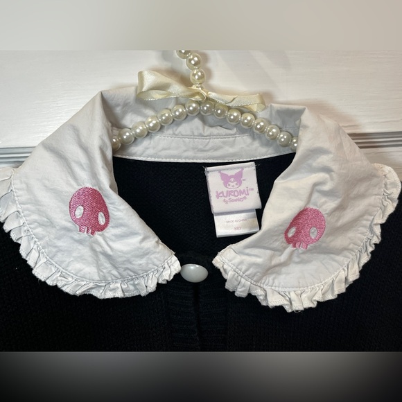Hot Topic Kuromi Dress-Up Collar Cardigan Size M Black Deadstock - Picture 8 of 10